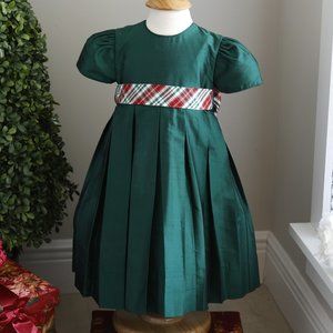 Strasburg Dress Green Silk Plaid Sash Girl Size 2T/2 Special Occasion NWT